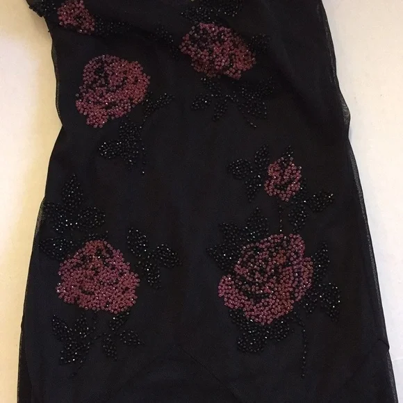 VINTAGE GOWN SUE WONG Beaded Floral on Peekaboo Mesh Underslip Prom Bridal Y2K - Picture 15 of 17